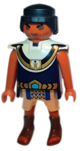 Playmobil 6488b Egyptian Soldier, black hair tied back, large white collar 6488