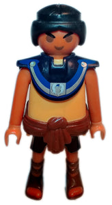 Playmobil 6488c Egyptian Soldier, black hair tied back, large brown waist sash 6488