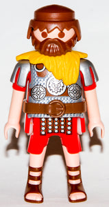 Playmobil 6490 Roman Soldier brown hair beard fur collar red uniform Sandals