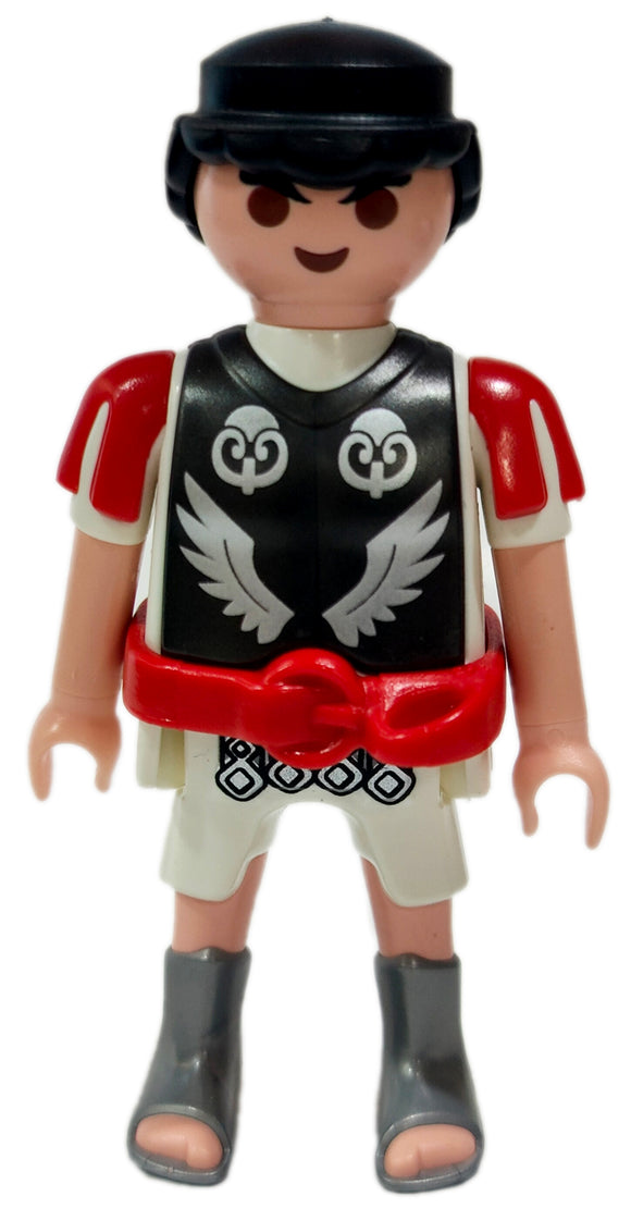 Playmobil 6491 Roman Tribune, black hair, white/black/red uniform