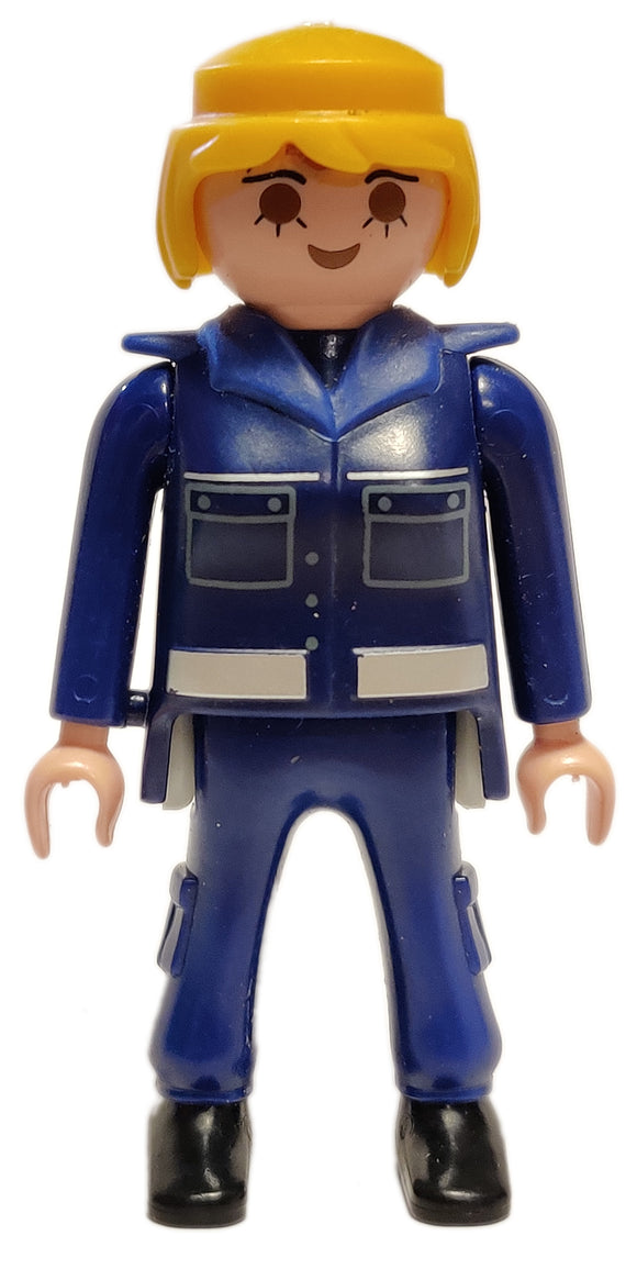 Playmobil 6501 Police officer female blonde dark blue uniform policewoman