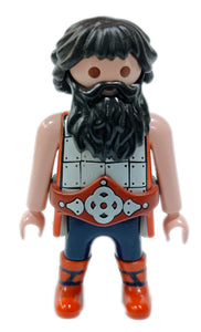 PLaymobil Male Dwarf warrior, dark brown hair and beard, red-brown/black armour 6588