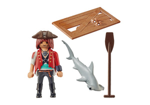 Playmobil 70598 Pirate with Raft and small hammerhead shark