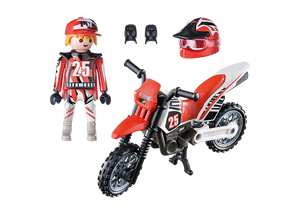 Playmobil 9357 Motocross Driver Motorcycle Scrambler Bike Biker Helmet