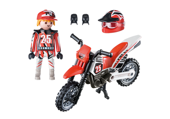 Playmobil 9357 Motocross Driver Motorcycle Scrambler Bike Biker Helmet