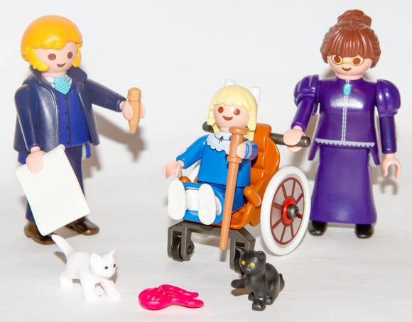 Playmobil HEIDI 70258 Clara with father Sesemann and Miss Rottenmeier Wheelchair