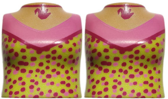 Playmobil LotX2 Female Torso V-neck Yellow Green Pink dotts Necklace bikini