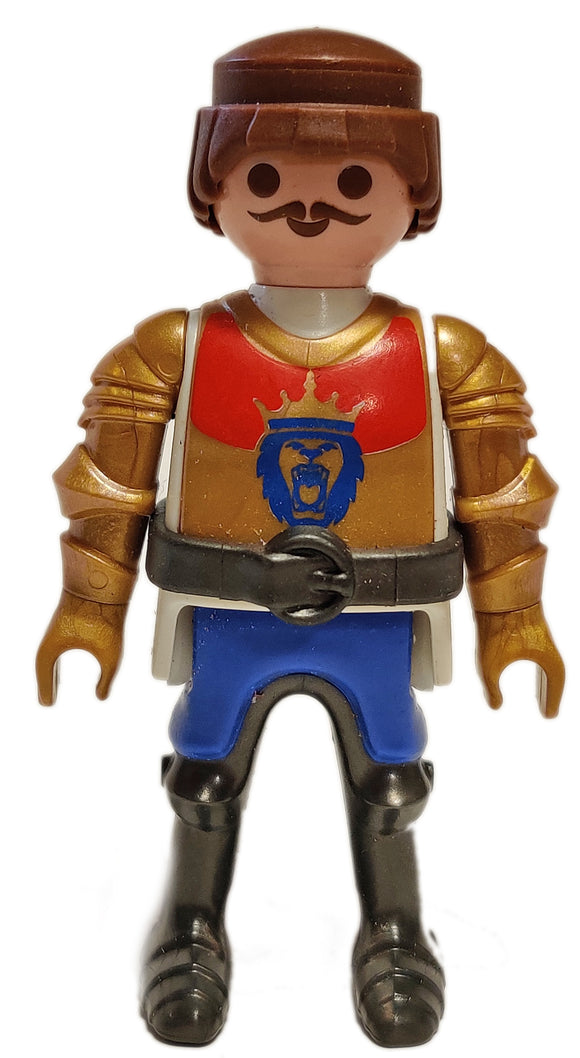 Playmobil 6379 Lion knight brown hair moustache gold black armour red gold tunic
