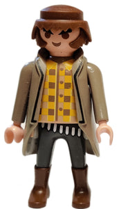 Playmobil 6323 Western man grey coat over yellow shirt bullet belt cowboy