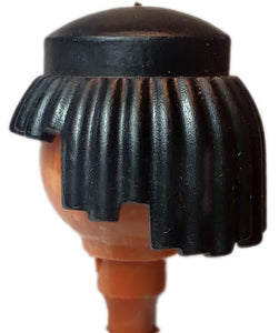 Playmobil 30 05 6510 black straight, squarecut bang wig hair (No Face)