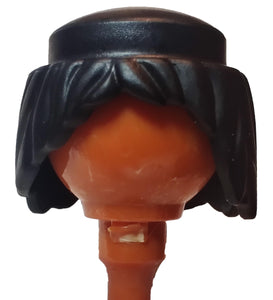 Playmobil 30 22 6472 black shoulder-length, shaggy, ring for hat wig hair (No Face)