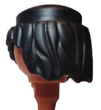 Playmobil 30 22 6472 black shoulder-length, shaggy, ring for hat wig hair (No Face)
