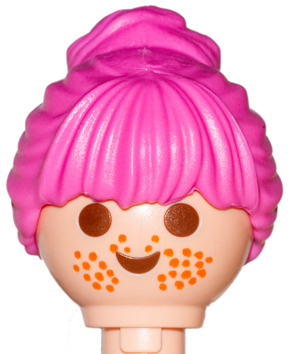Playmobil Female Pink Hair Wig put up in large bun (No Face)