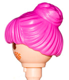 Playmobil Female Pink Hair Wig put up in large bun (No Face)