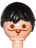 Playmobil Male Black Hair Wig shaggy 30 22 7620 (no hat) (Perücke-halblang) (No Face)