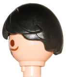Playmobil Male Black Hair Wig shaggy 30 22 7620 (no hat) (Perücke-halblang) (No Face)