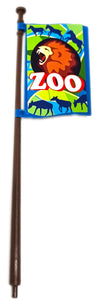 Playmobil Zoo Flag, 30 29 2960 Banner pole knob on top, 30 21 8303 Blue Rectangular Flag, taller than wide
