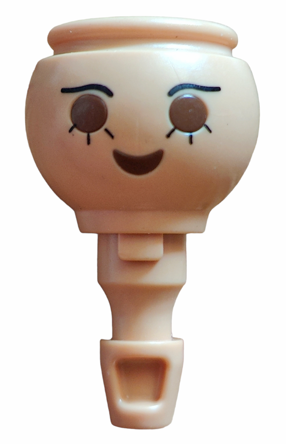 Playmobil tanned skin face head with eyelashes and think eyebrows